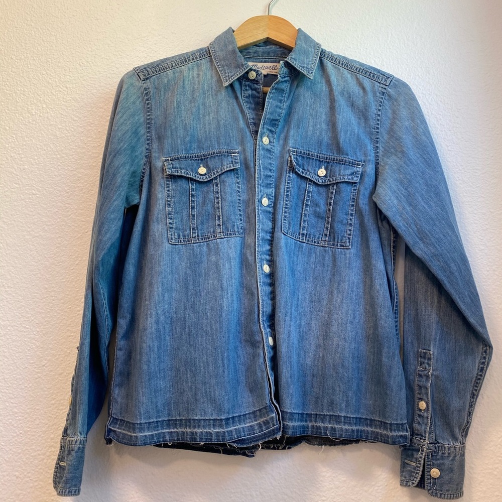 Madewell Denim Button Up with Frayed Ends